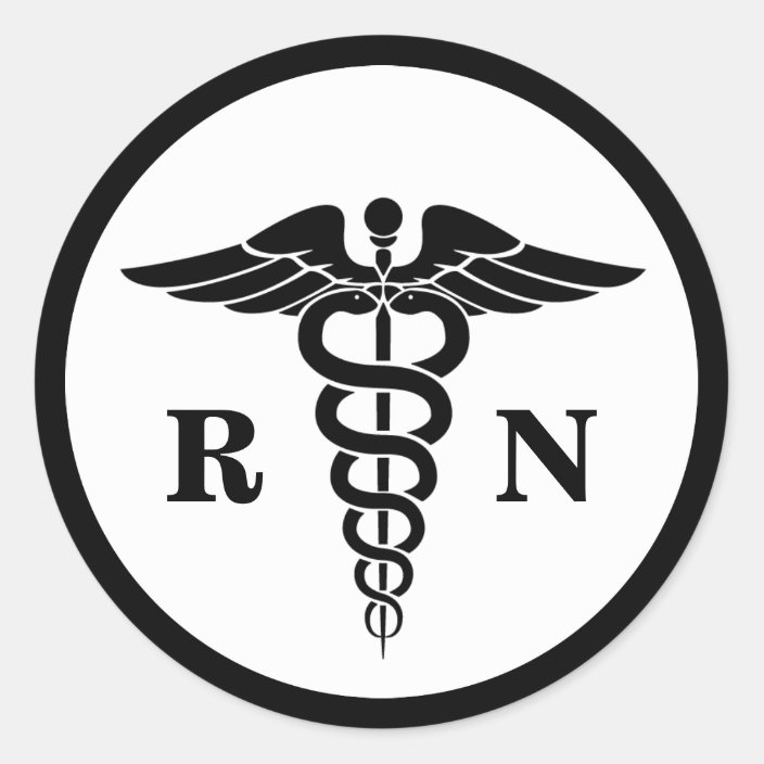 Rn Nurse Caduceus Symbol Classic Medical Classic Round Sticker Zazzle