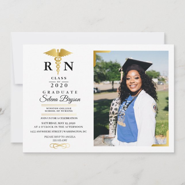 RN Nurse Graduation Announcement Photo Card (Front)