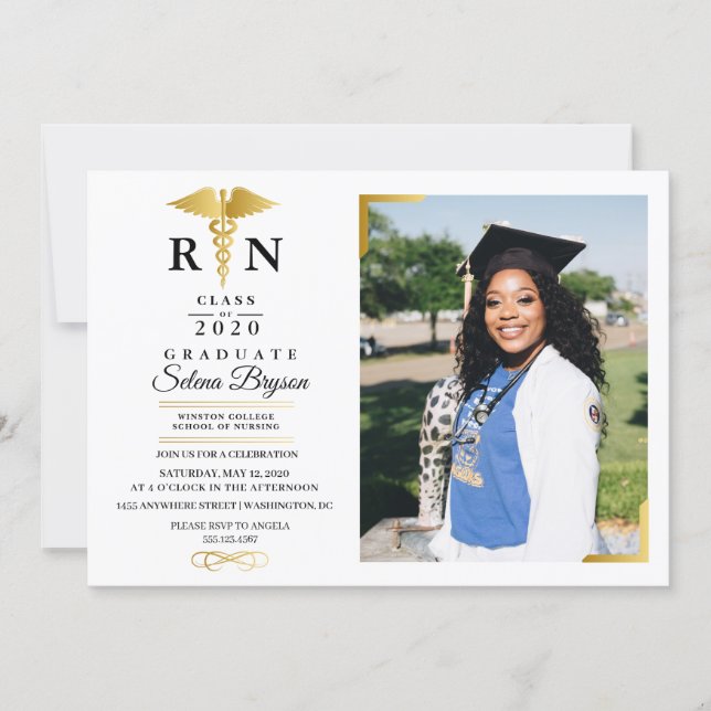 RN Nurse Graduation Announcement Photo Card (Front)
