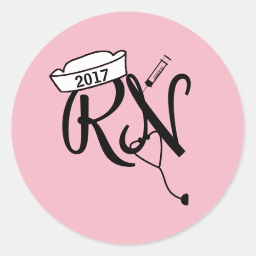 RN nurse graduation envelope seal or favor sticker