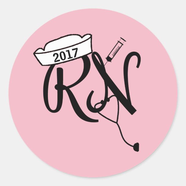 RN nurse graduation envelope seal or favor sticker (Front)