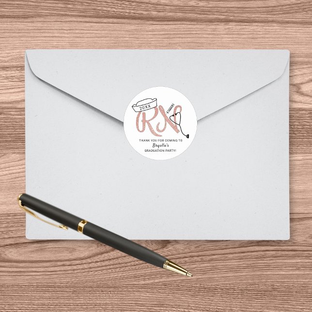 RN nurse graduation party thank you favor idea Classic Round Sticker (Creator Uploaded)