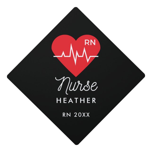RN Nurse Heart Nursing Graduation Graduation Cap Topper (Front)