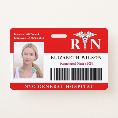 RN Nurse  Hospital Medical Employee Photo ID Badge