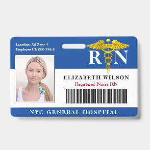 RN Nurse   Hospital Medical Employee Photo ID Badge