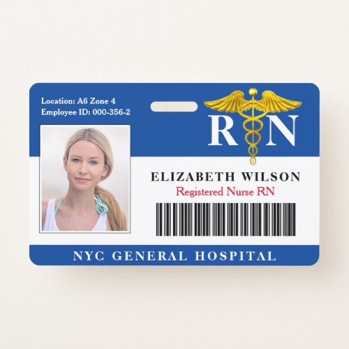 RN Nurse  Hospital Medical Employee Photo ID Badge