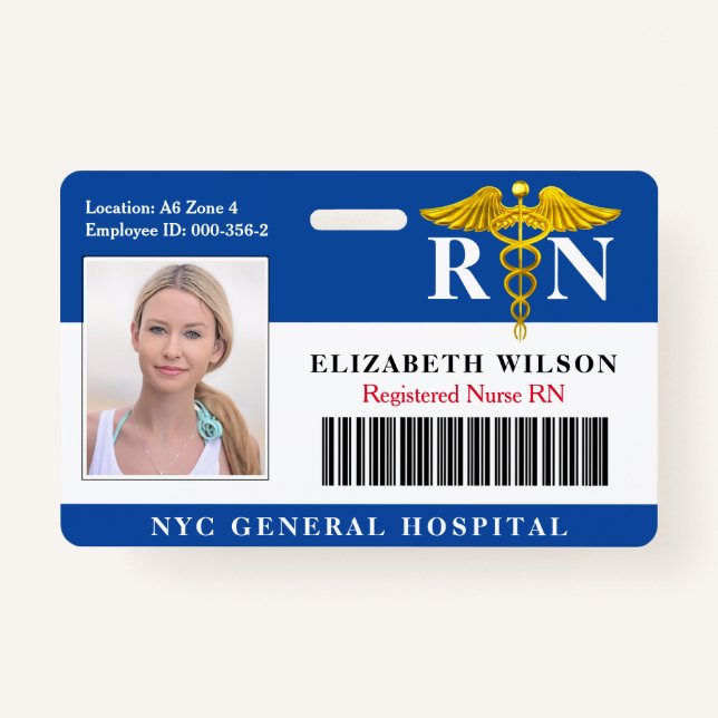 RN Nurse | Hospital Medical Employee Photo ID Badge (Front)