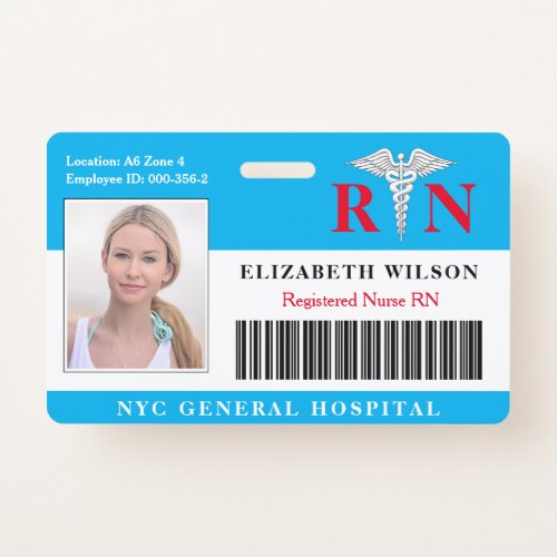 RN Nurse  Hospital Medical Employee Photo ID Badge