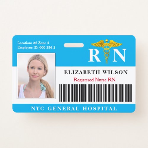 RN Nurse  Hospital Medical Employee Photo ID Badge