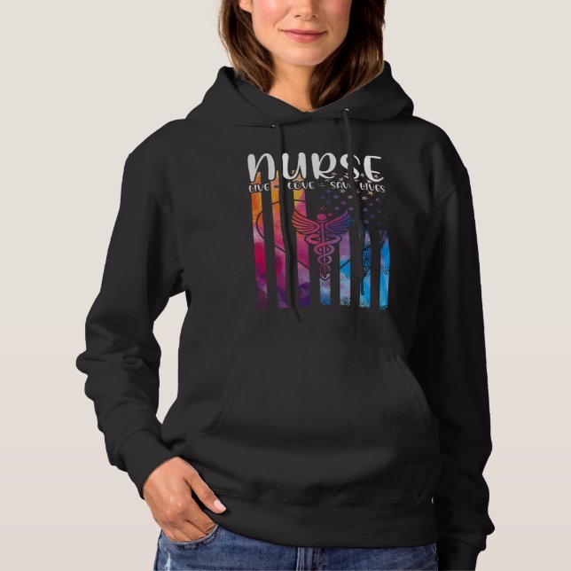 RN Nurse Live Love Save Lives ER Nursing School L& Hoodie (Front)
