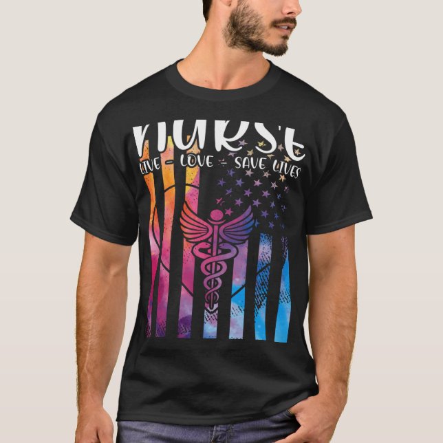 RN Nurse Live Love Save Lives ER Nursing School L& T-Shirt (Front)