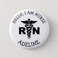RN Nurse Medical Symbol Personalized Name Button
