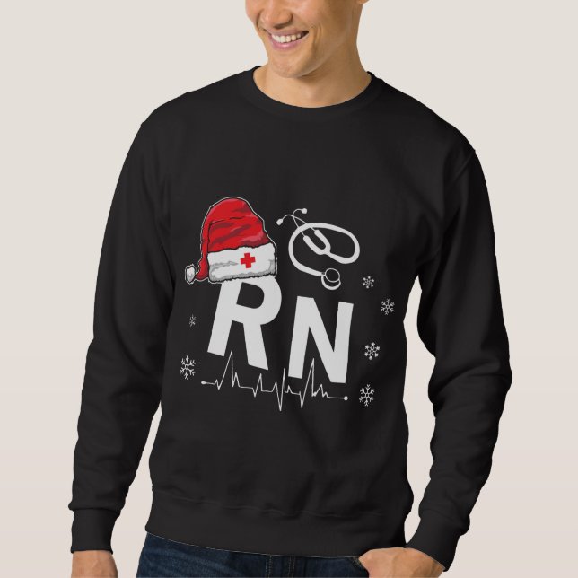 RN Nurse Nursing Santa Hat Christmas Xmas Pajamas Sweatshirt (Front)