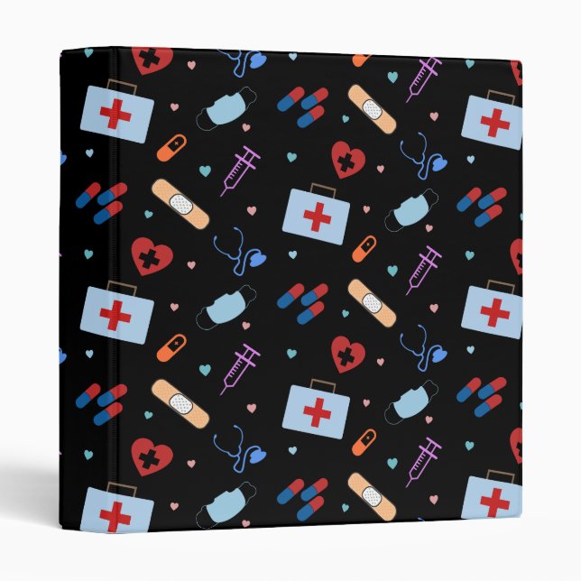 RN Nurse Nursing Student | Doctor Medical Pattern 3 Ring Binder (Front/Spine)