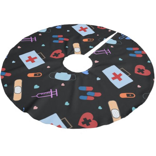 RN Nurse Nursing Student  Doctor Medical Pattern Brushed Polyester Tree Skirt