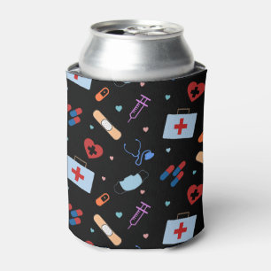 RN Nurse Nursing Student Doctor Medical Pattern Can Cooler