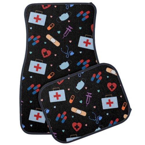 RN Nurse Nursing Student  Doctor Medical Pattern Car Floor Mat