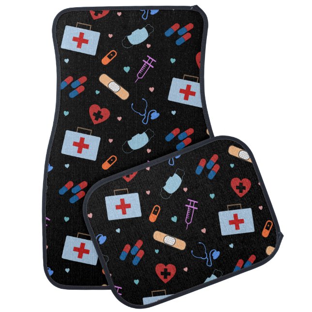 RN Nurse Nursing Student | Doctor Medical Pattern Car Floor Mat (Set)
