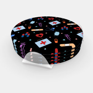 RN Nurse Nursing Student   Doctor Medical Pattern Coaster Set