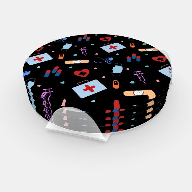 RN Nurse Nursing Student | Doctor Medical Pattern Coaster Set (Set)