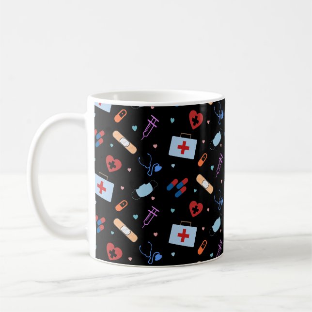 RN Nurse Nursing Student | Doctor Medical Pattern Coffee Mug (Left)