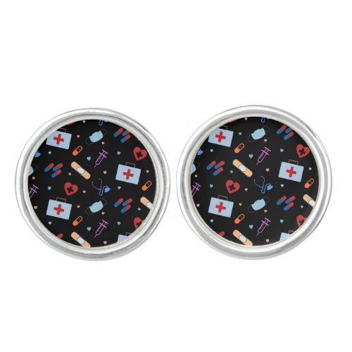 RN Nurse Nursing Student  Doctor Medical Pattern Cufflinks