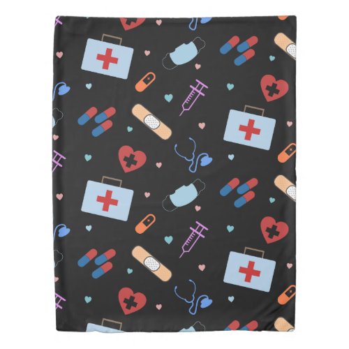 RN Nurse Nursing Student  Doctor Medical Pattern Duvet Cover