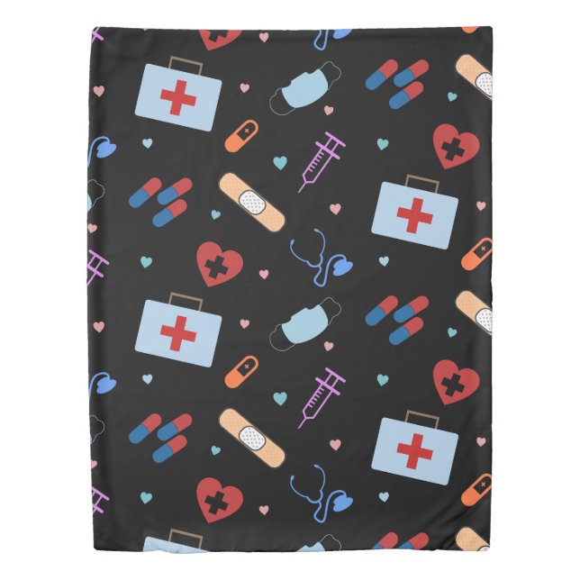 RN Nurse Nursing Student | Doctor Medical Pattern Duvet Cover (Front)