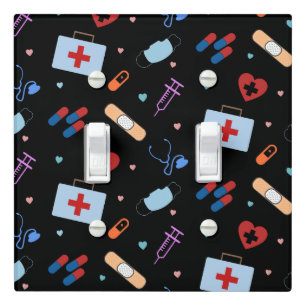 RN Nurse Nursing Student Doctor Medical Pattern Light Switch Cover