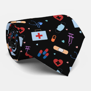 RN Nurse Nursing Student Doctor Medical Pattern Neck Tie