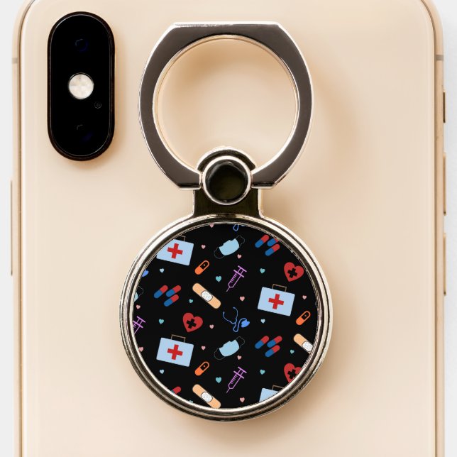 RN Nurse Nursing Student | Doctor Medical Pattern Phone Ring Stand (Close Up)