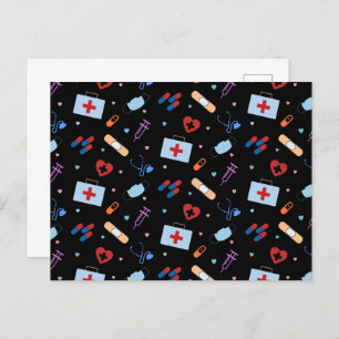 RN Nurse Nursing Student Doctor Medical Pattern Postcard