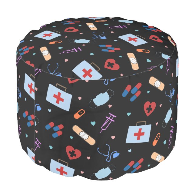 RN Nurse Nursing Student | Doctor Medical Pattern Pouf (Angled Back)