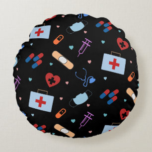 RN Nurse Nursing Student Doctor Medical Pattern Round Pillow