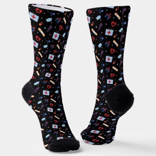 RN Nurse Nursing Student  Doctor Medical Pattern Socks