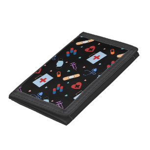 RN Nurse Nursing Student Doctor Medical Pattern Trifold Wallet