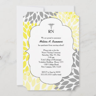 RN Nurse pinning ceremony invites yellow gray