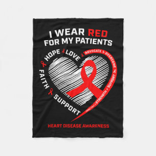 Rn Nurses I Wear Red Heart Disease Awareness Fleece Blanket