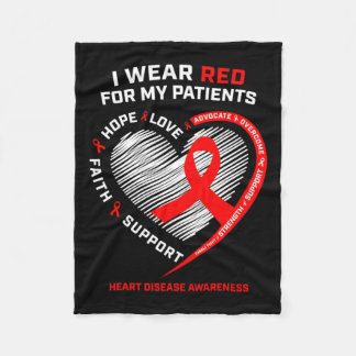 Rn Nurses I Wear Red Heart Disease Awareness  Fleece Blanket