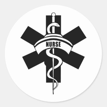 Rn Nurses Medical Symbol Classic Round Sticker by bonfirenurses at Zazzle
