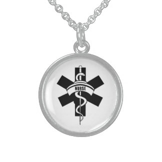 RN Nurses Medical Symbol  Keychain Sterling Silver Necklace