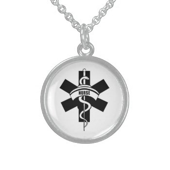 Rn Nurses Medical Symbol  Keychain Sterling Silver Necklace by bonfirenurses at Zazzle