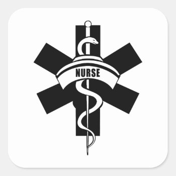 Rn Nurses Medical Symbol Square Sticker by bonfirenurses at Zazzle
