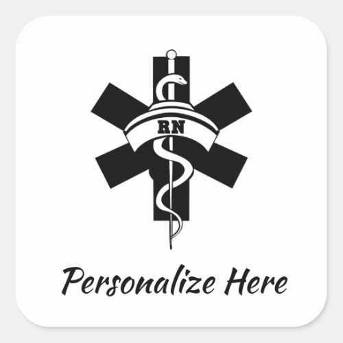 RN Nurses Medical Symbol    Square Sticker