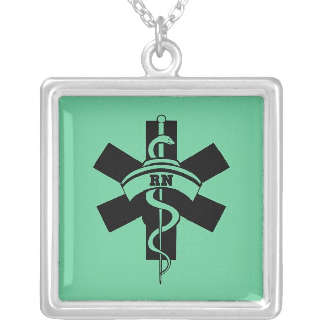 RN Nurses Silver Plated Necklace (Front)