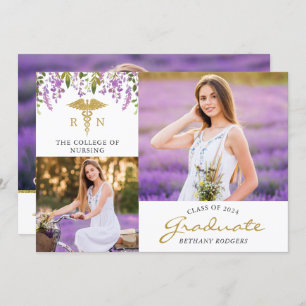 RN Nursing Floral Graduation 3 Photo Announcement