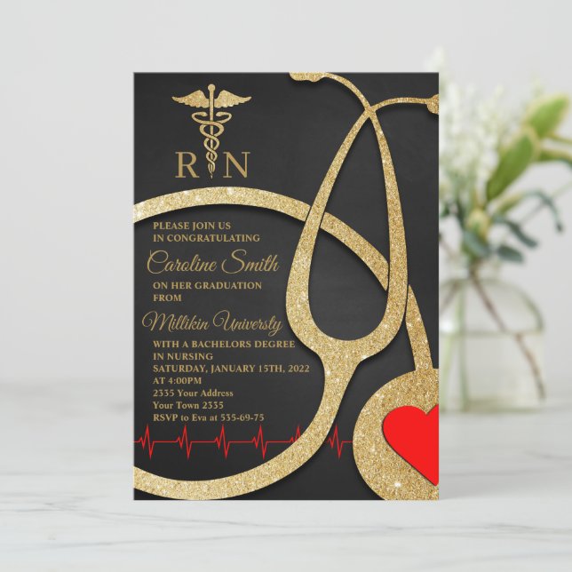 RN Nursing Graduation Party Invitation (Standing Front)