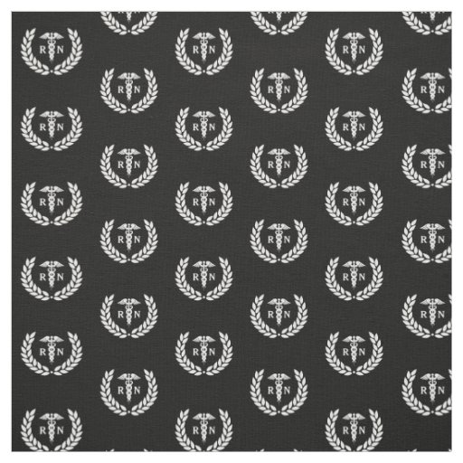 RN Nursing School Graduation Pattern Black Fabric