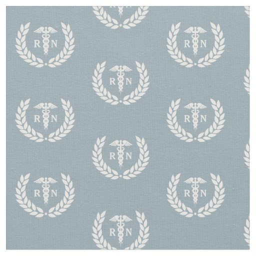 RN Nursing School Graduation Pattern Dusty Blue Fabric