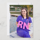 RN PHOTO nurse graduation party pinning chalkboard Invitation (Back)